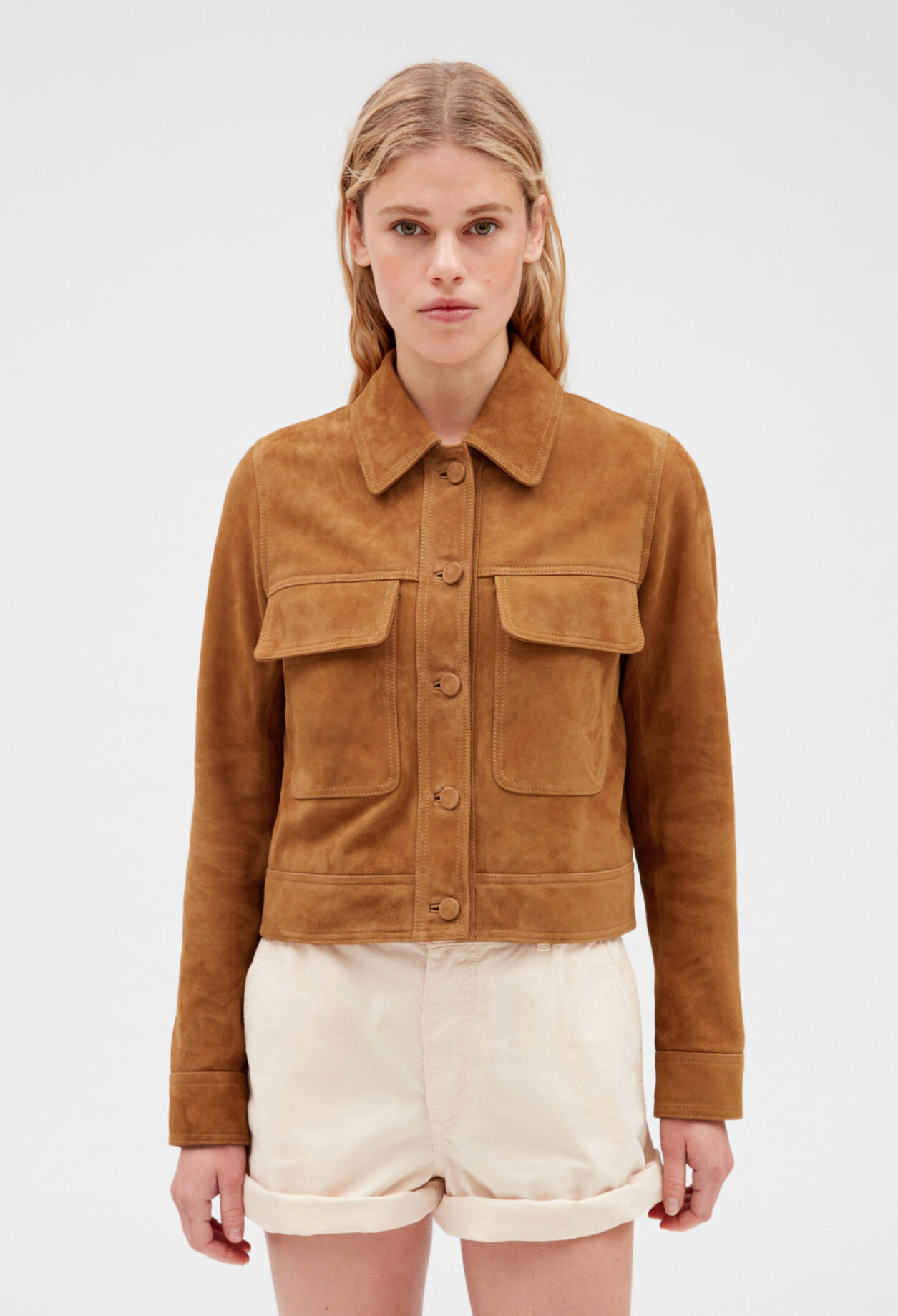 Veste courte suede camel