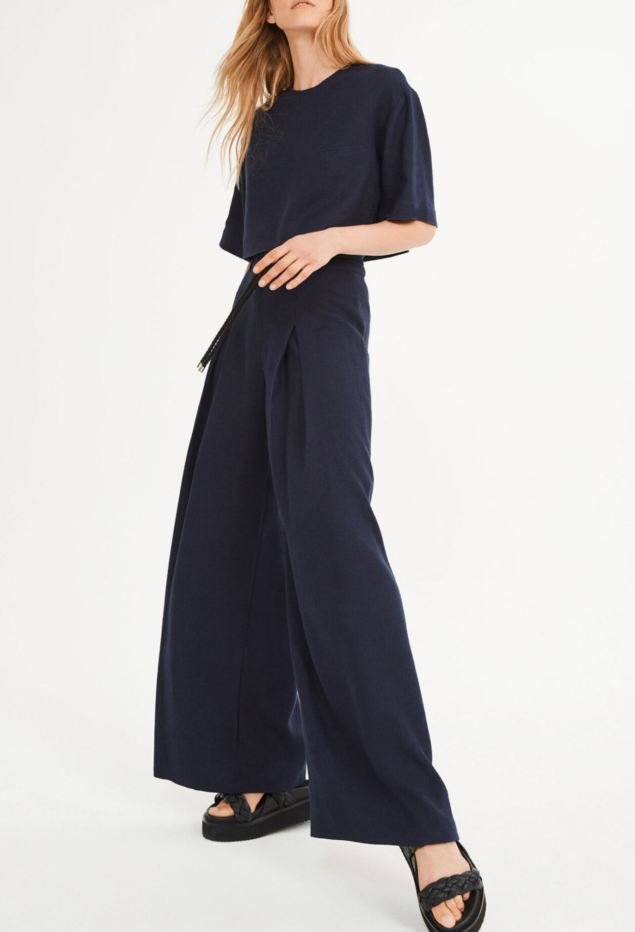 Pantalon long avec ceinture en corde