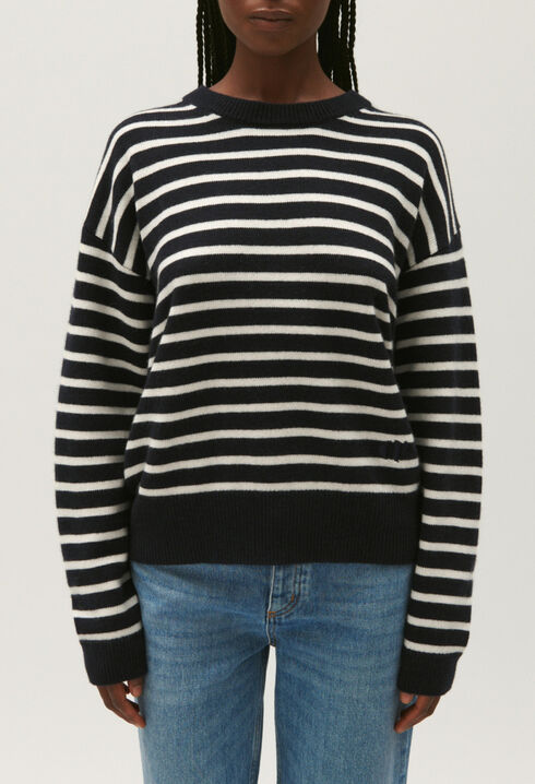 Pull cachemire rayures bicolores