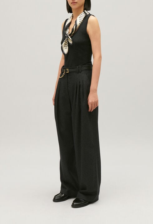 Pantalon large gris chiné