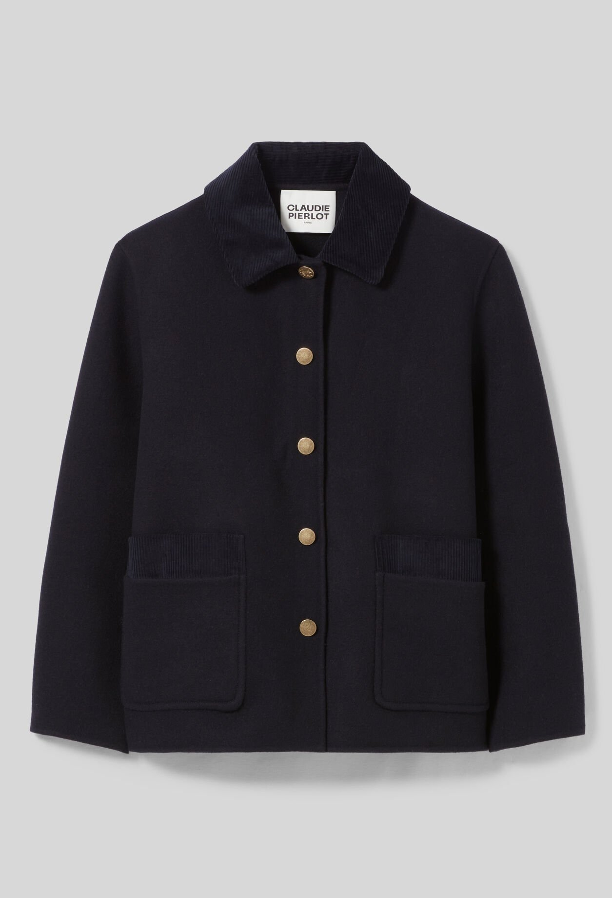 Manteau droit court laine