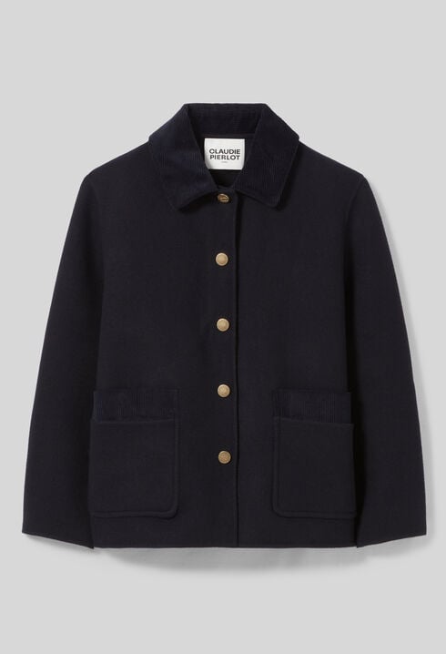 Manteau droit court laine