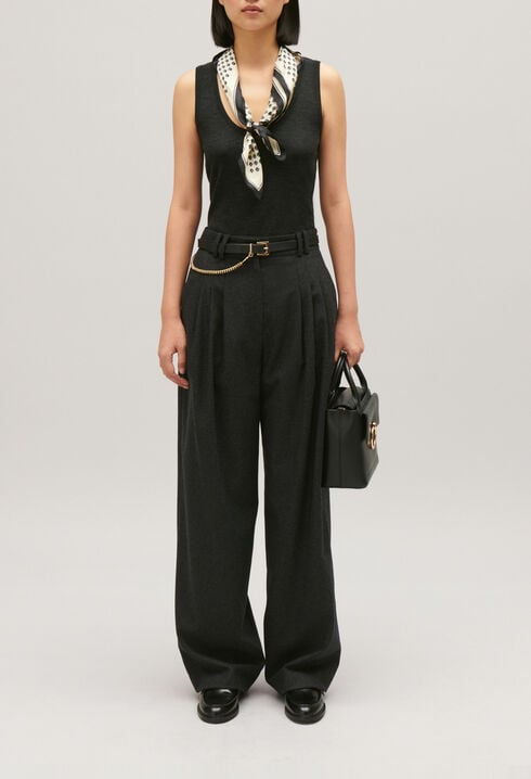 Pantalon large gris chiné
