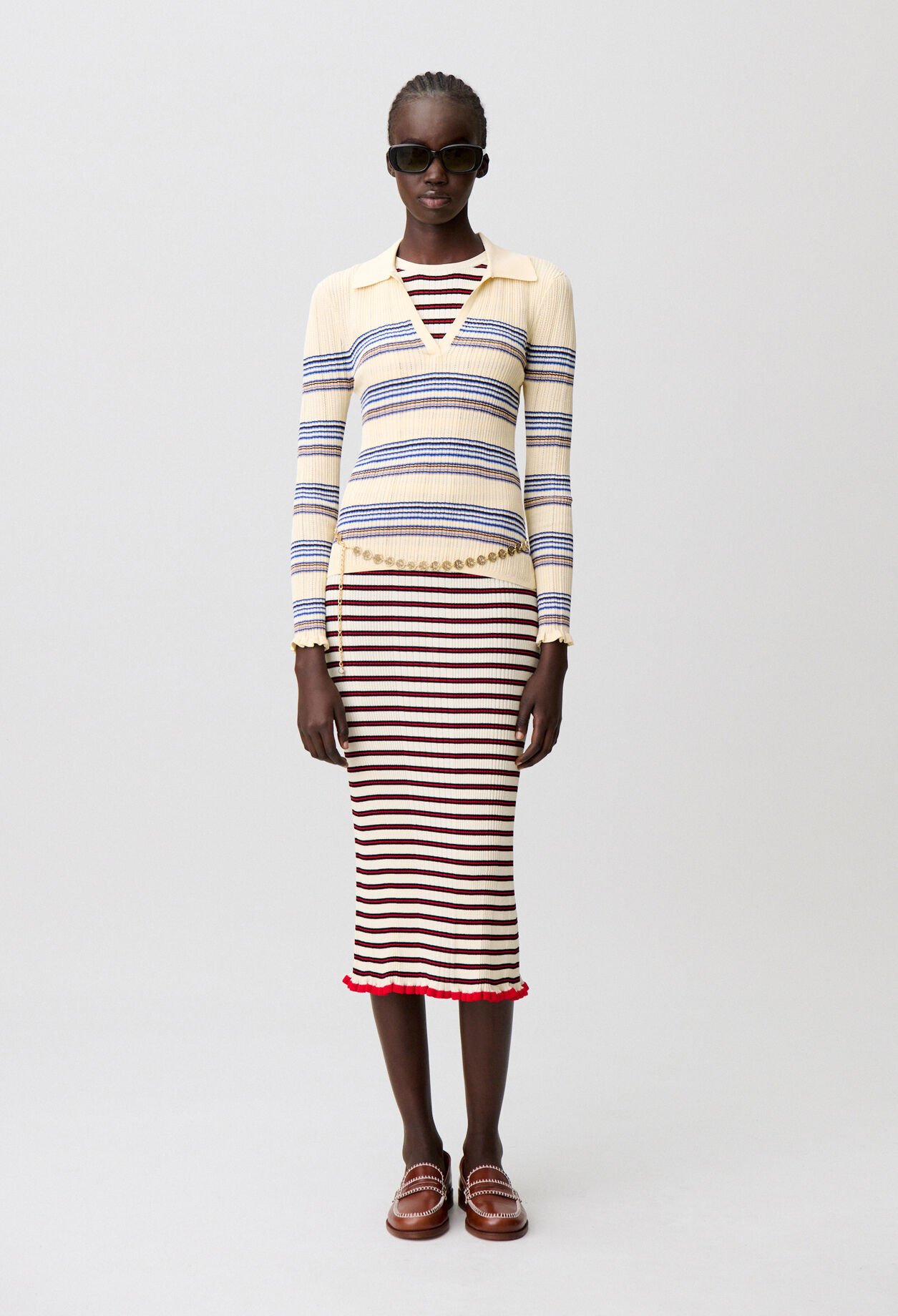 Top maille rayures multicolores