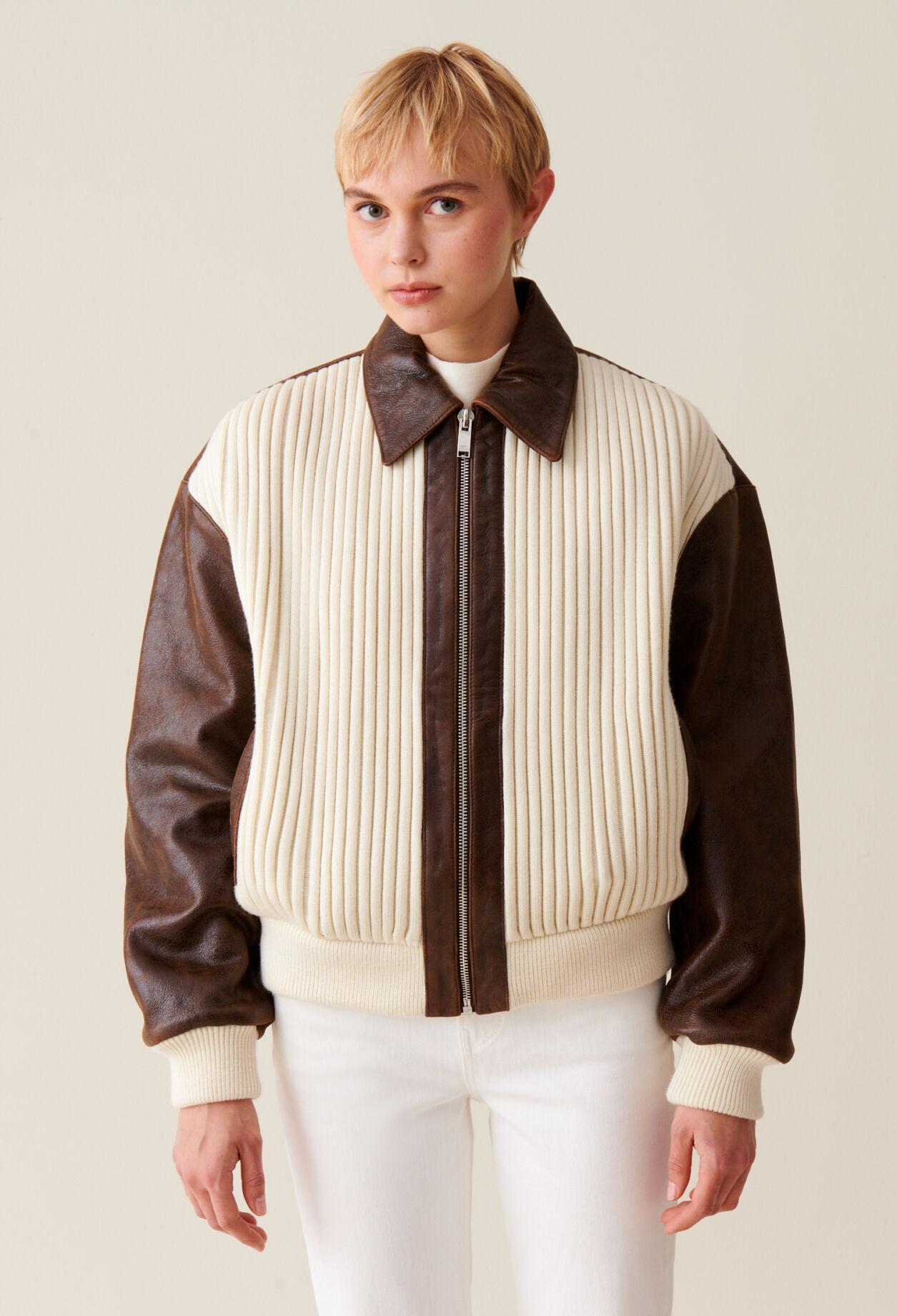 Bombers bimatière marron