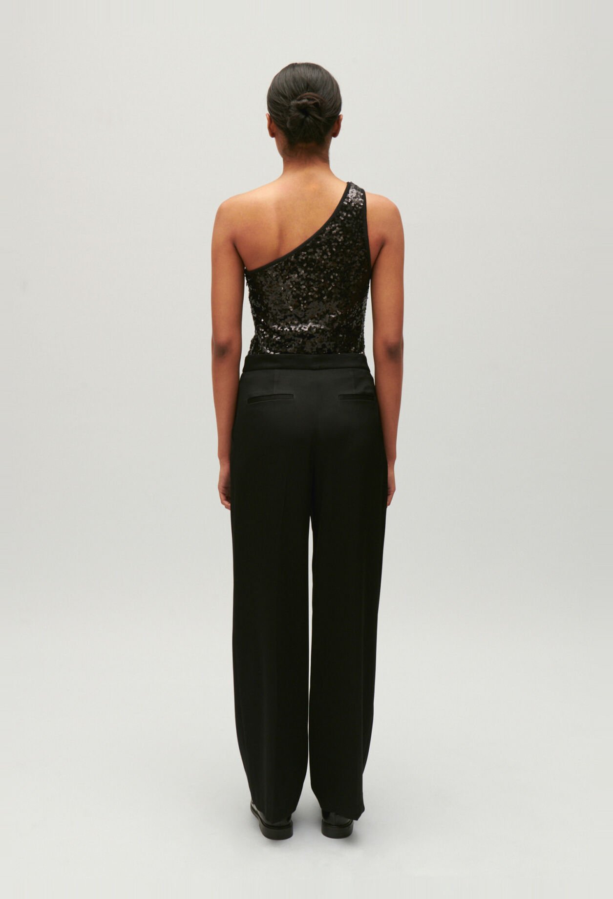 Body asymétrique sequins noir