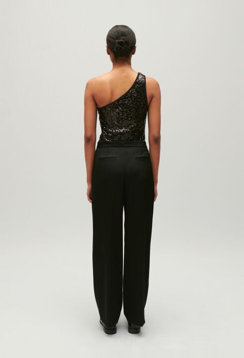 Body asymétrique sequins noir