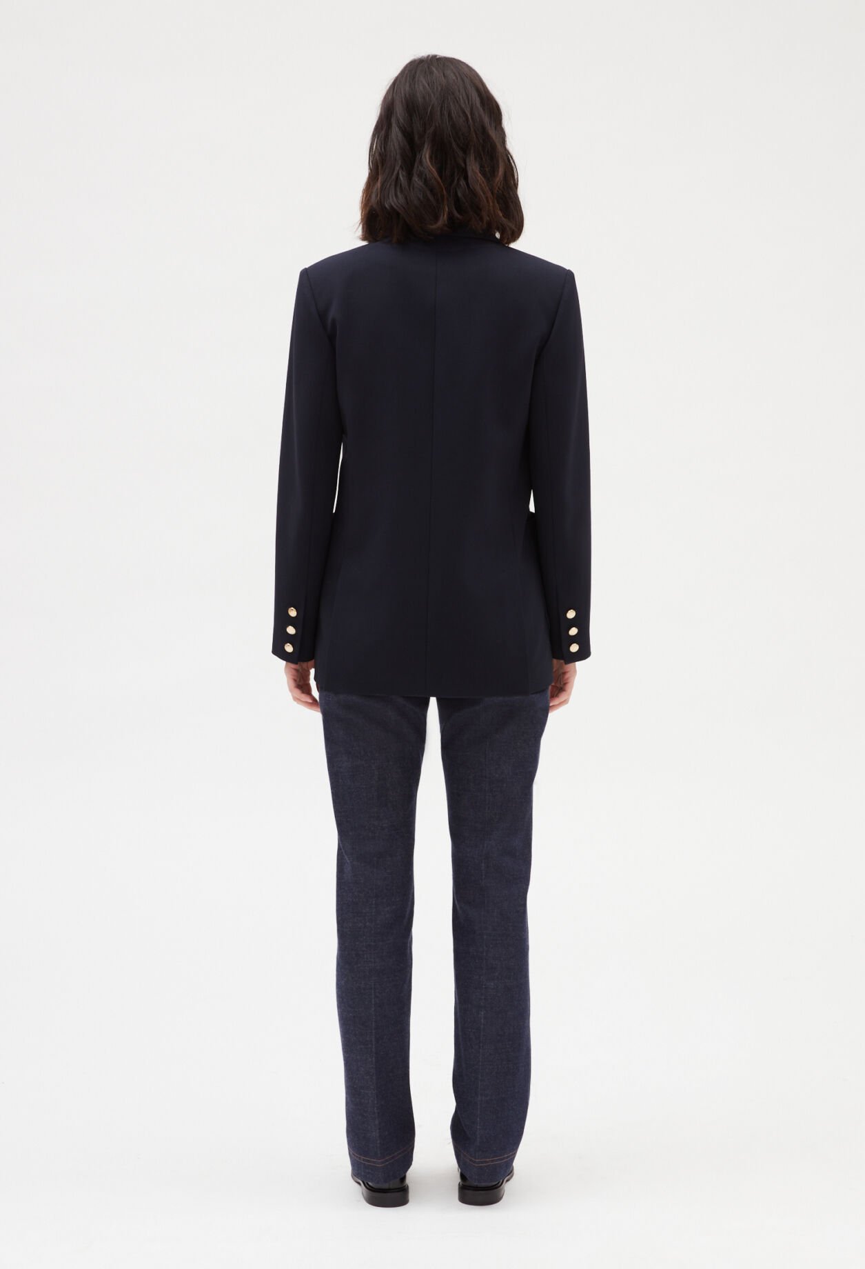 Veste tailleur double boutonnage bleue 