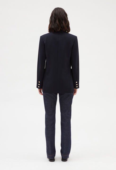 Veste tailleur double boutonnage bleue