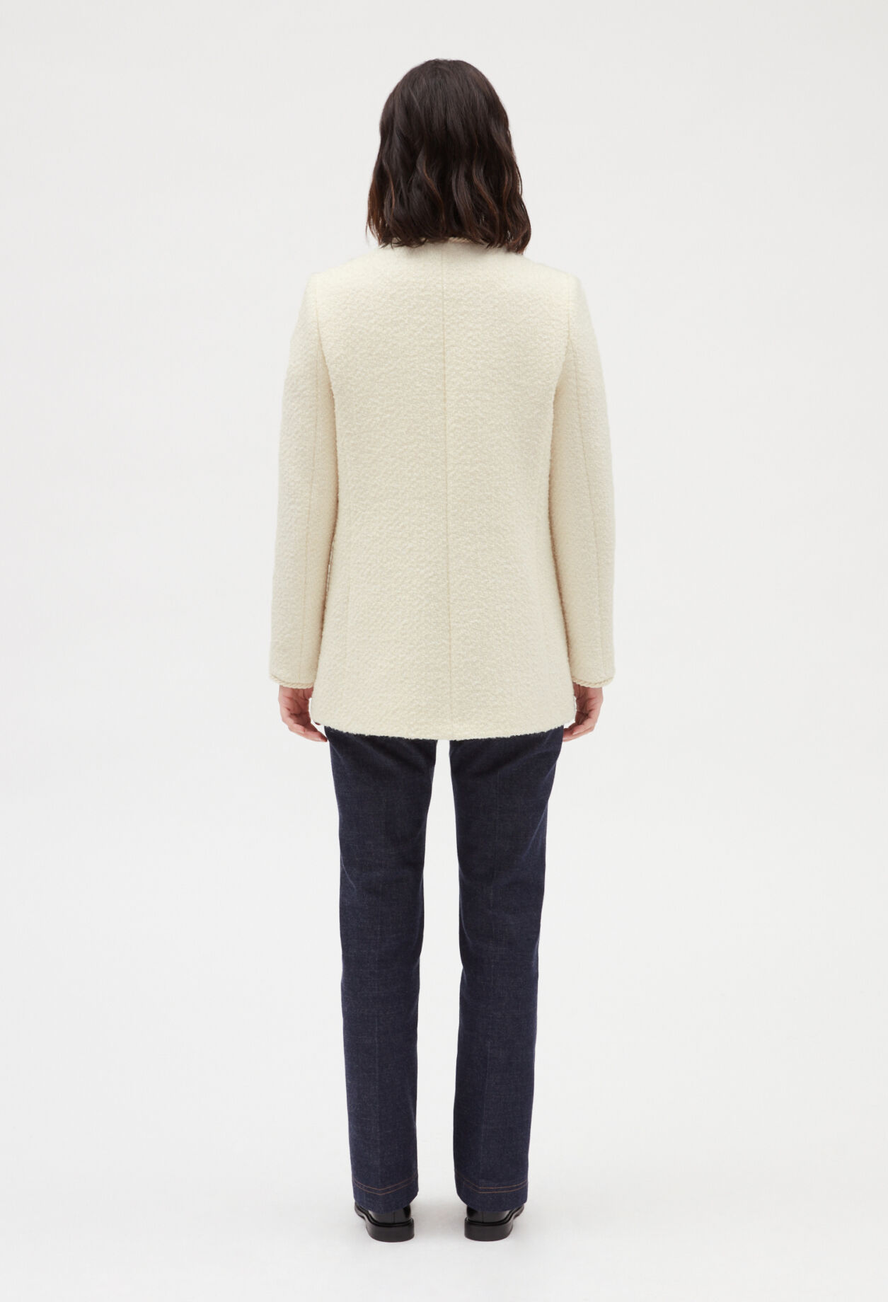 Veste tweed manches longues beige