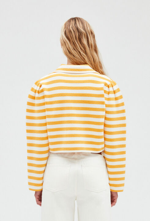 Cardigan court éponge rayé