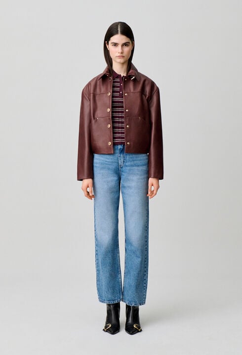 Jean droit denim delav&eacute;