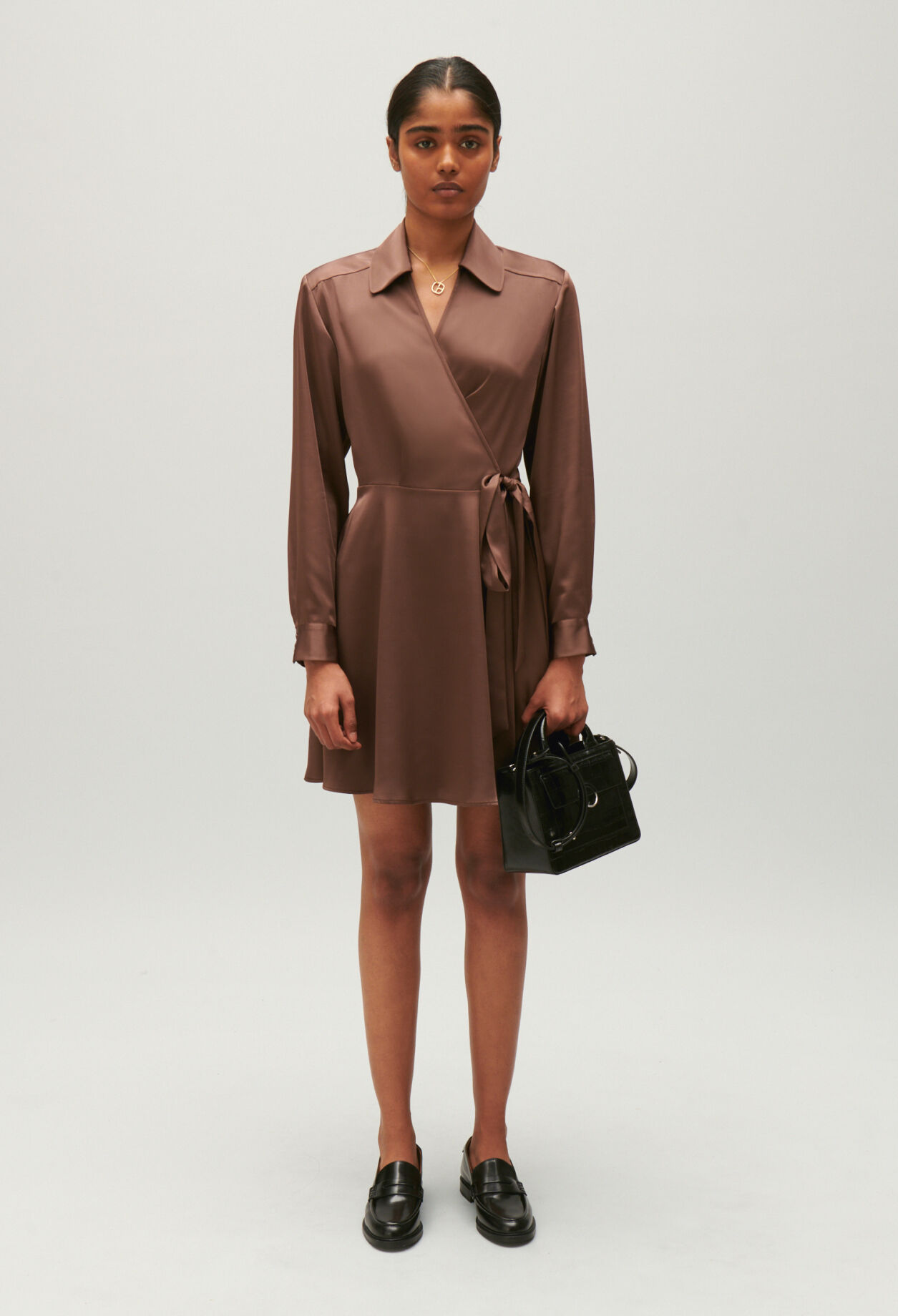 Robe courte fluide Rixie marron glace pour femme Claudie Pierlot