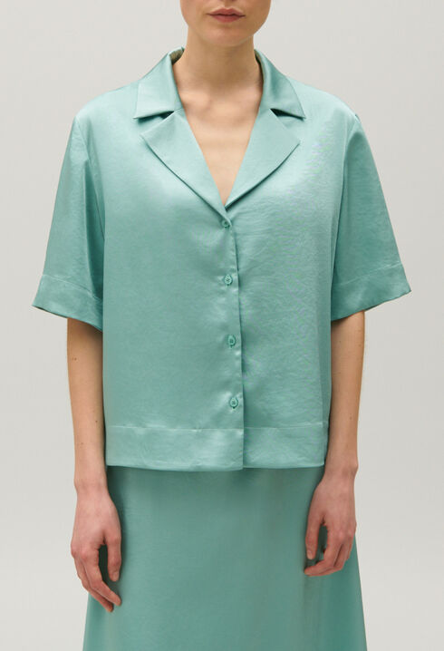 Chemise fluide satinée vert d'eau