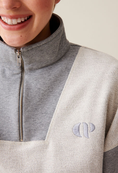 Sweatshirt col montant zipp&eacute; 