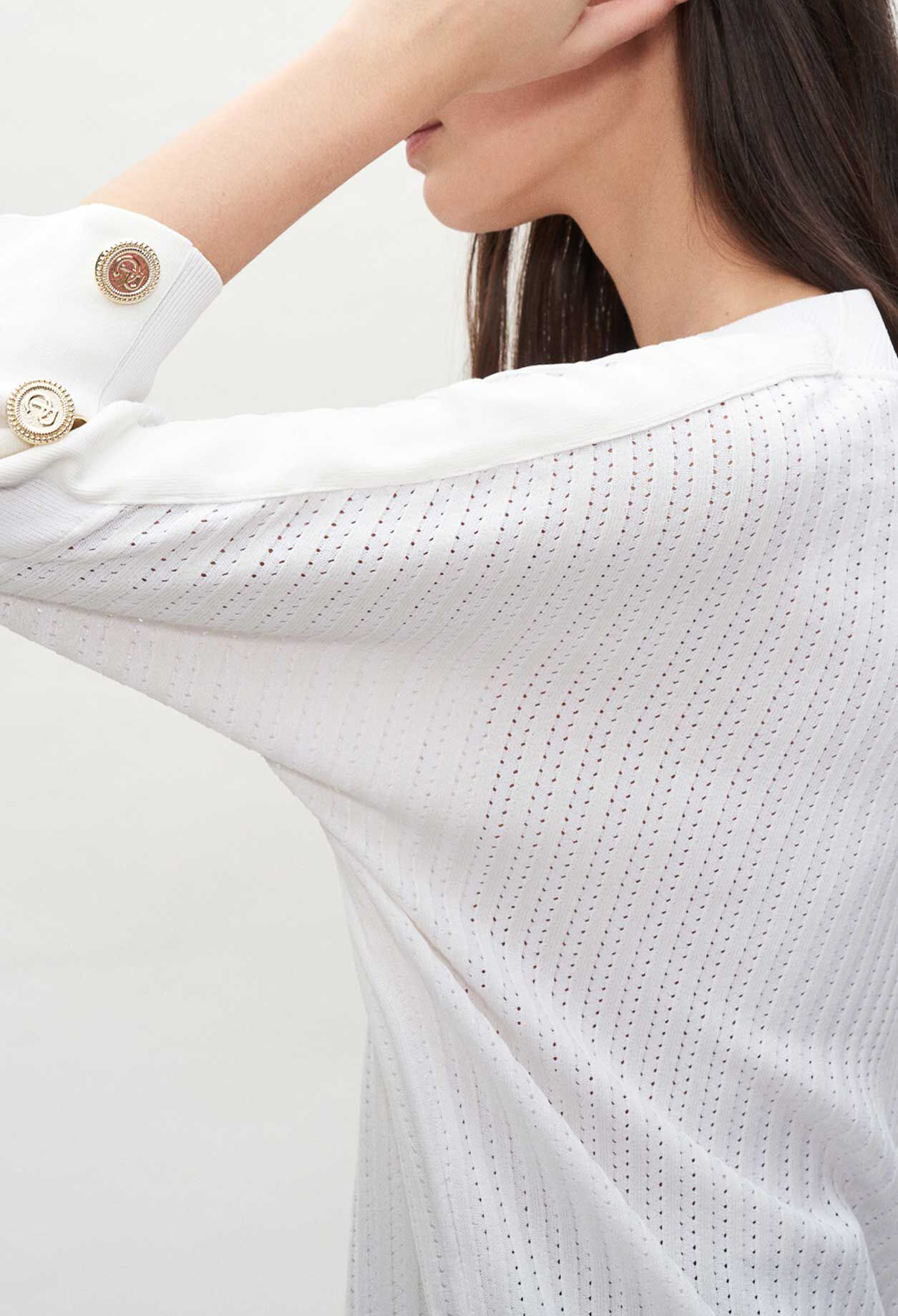 Pull à manches mi-longues boutonné