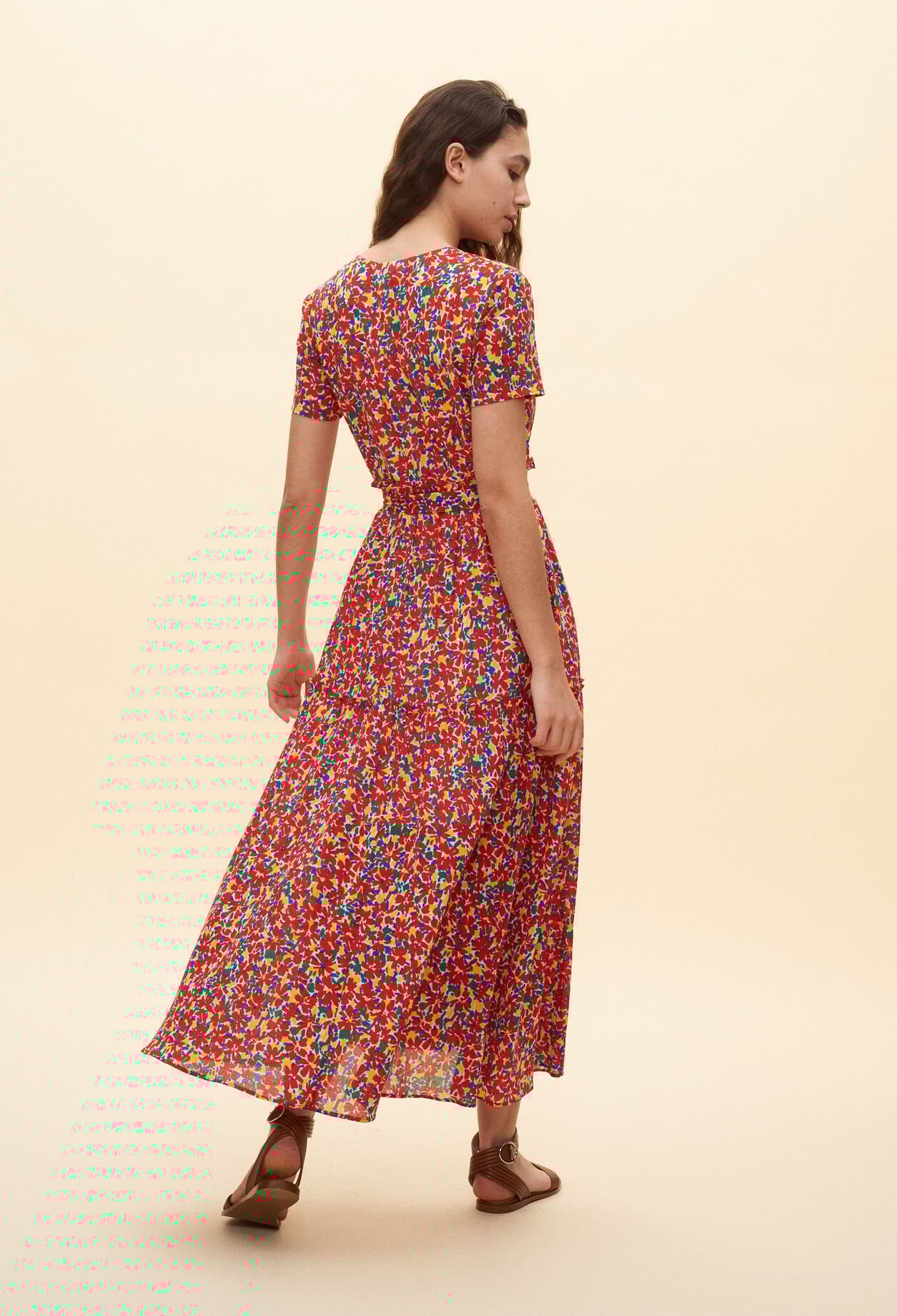 Robe fleurie à fronces