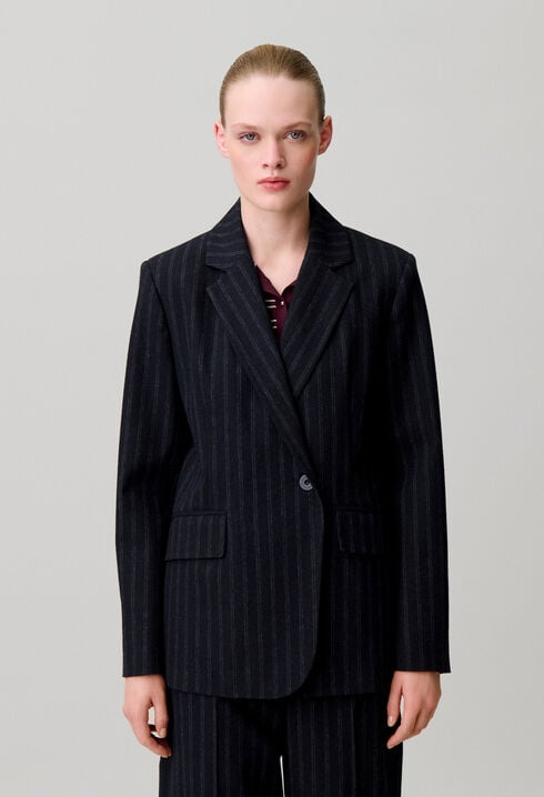 Veste ray&eacute;e laine m&eacute;lang&eacute;e