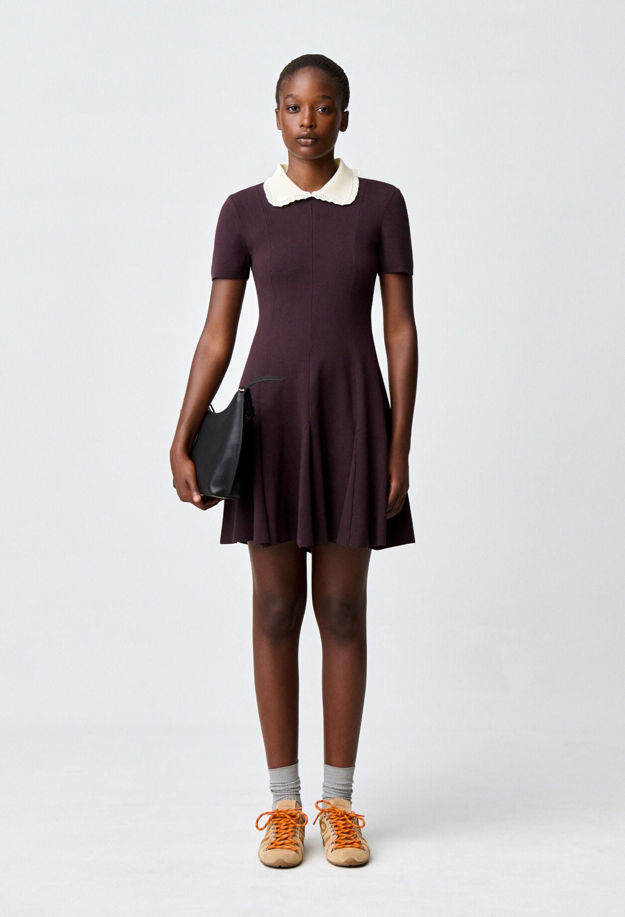Robe patineuse maille col chemise