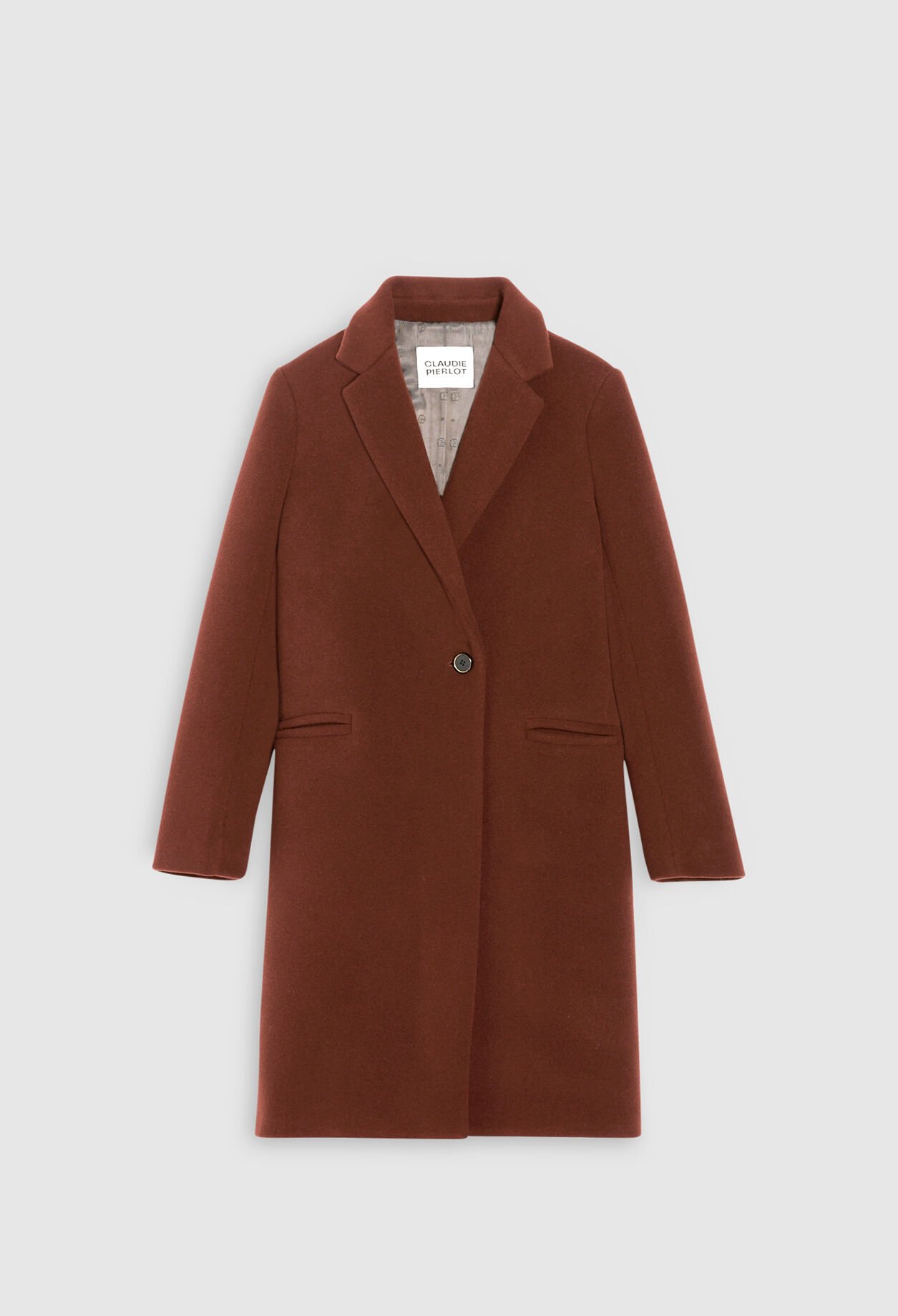 Manteau marron mi-long laine mélangée
