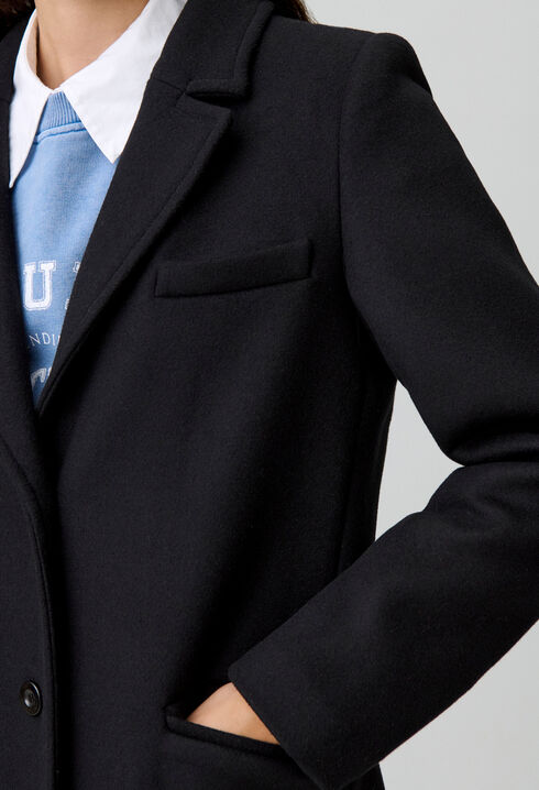 Manteau long droit laine