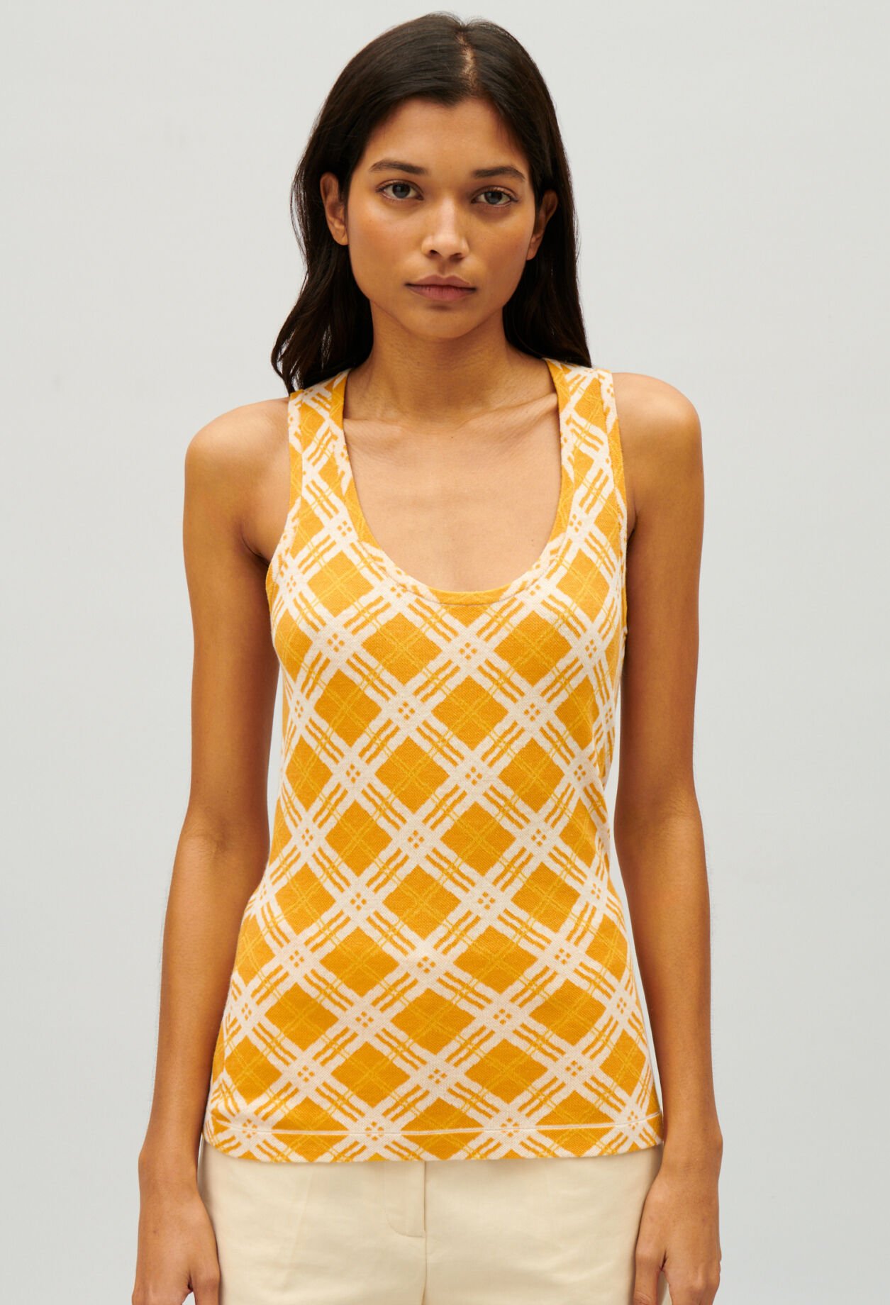 Débardeur carreaux jaune