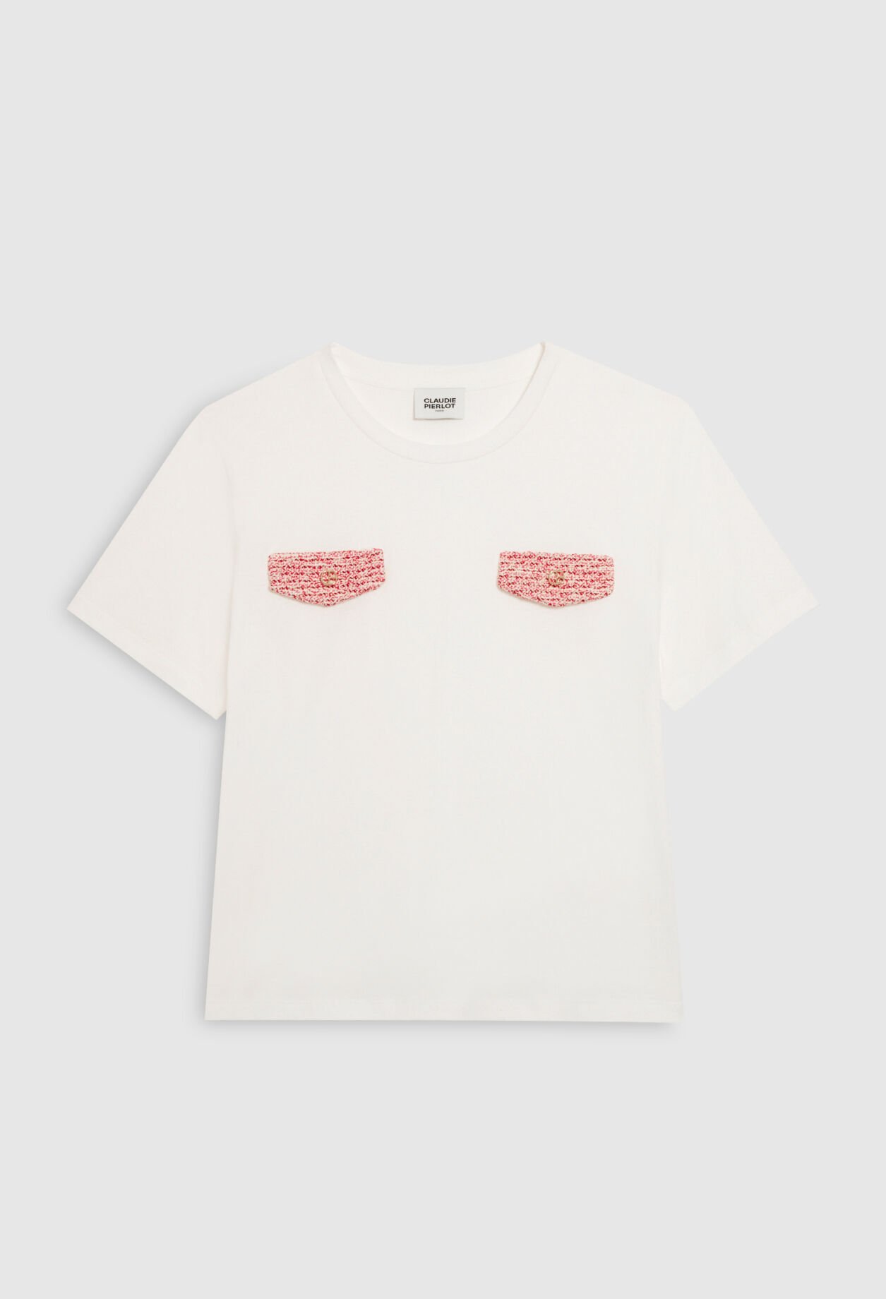 T-shirt écru poches tweed