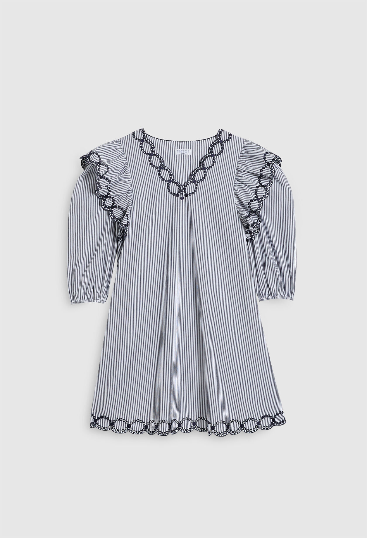 Robe trapèze brodée en coton biologique