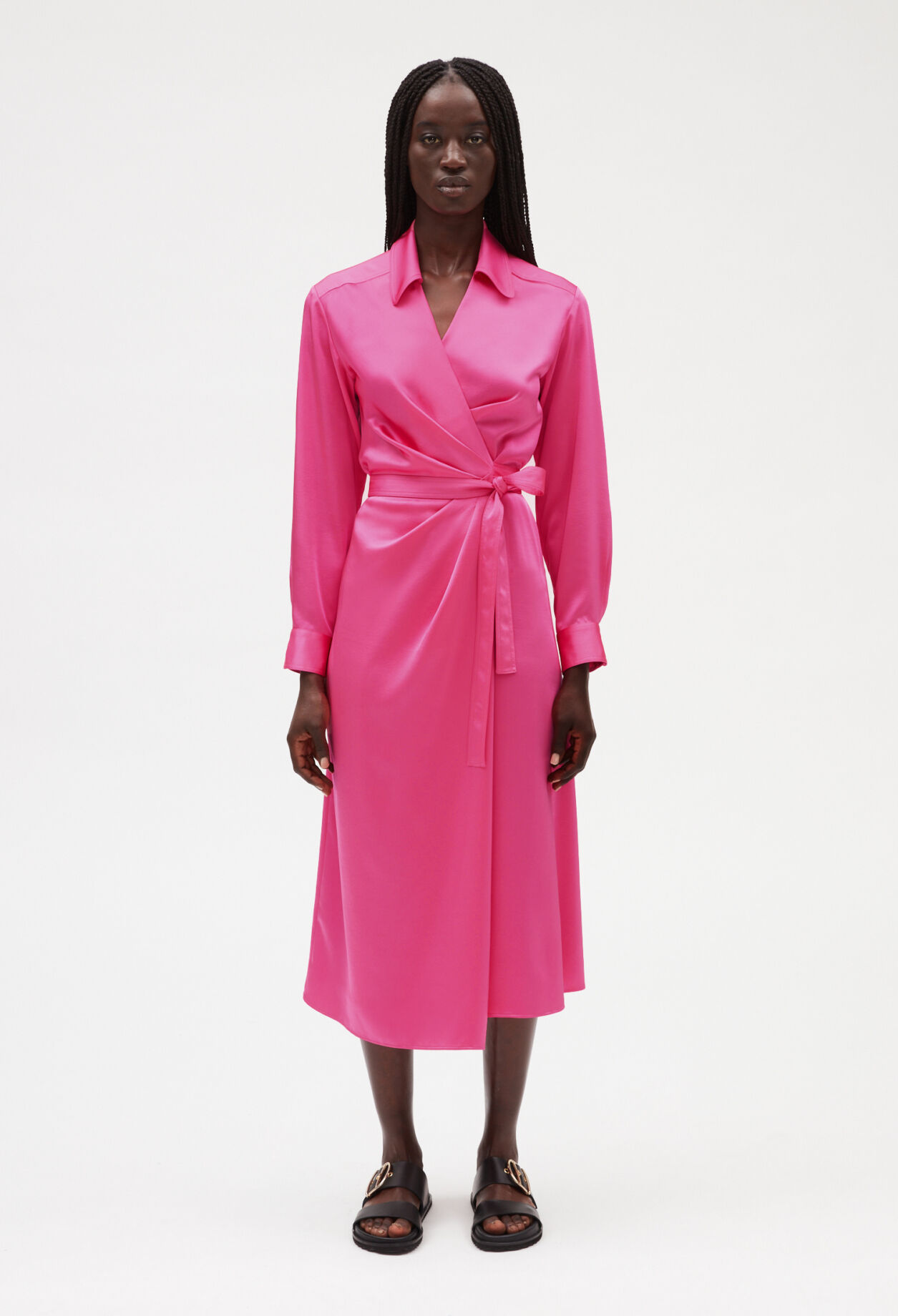 Robe midi portefeuille rose pour femme Claudie Pierlot