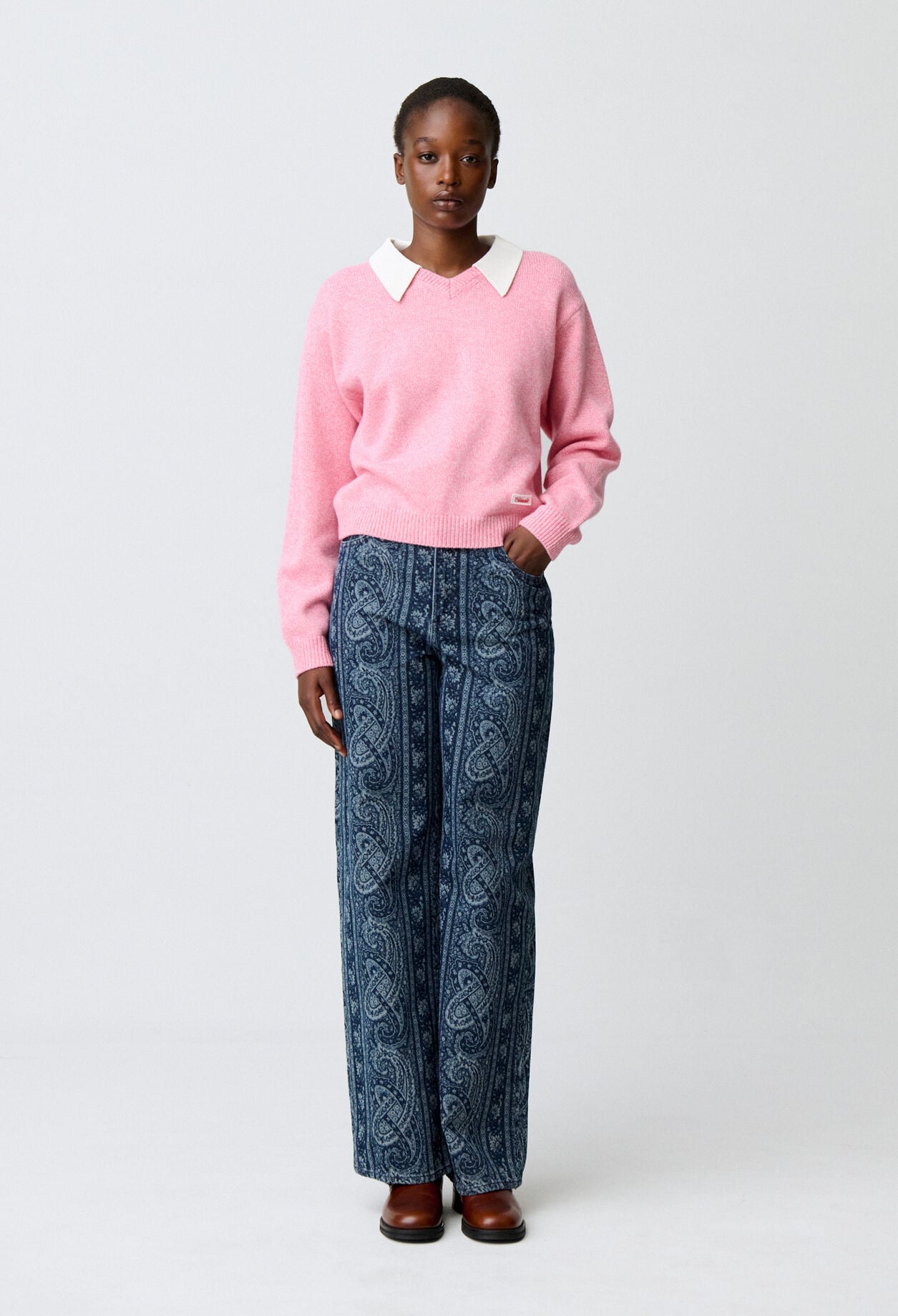Pull maille col amovible