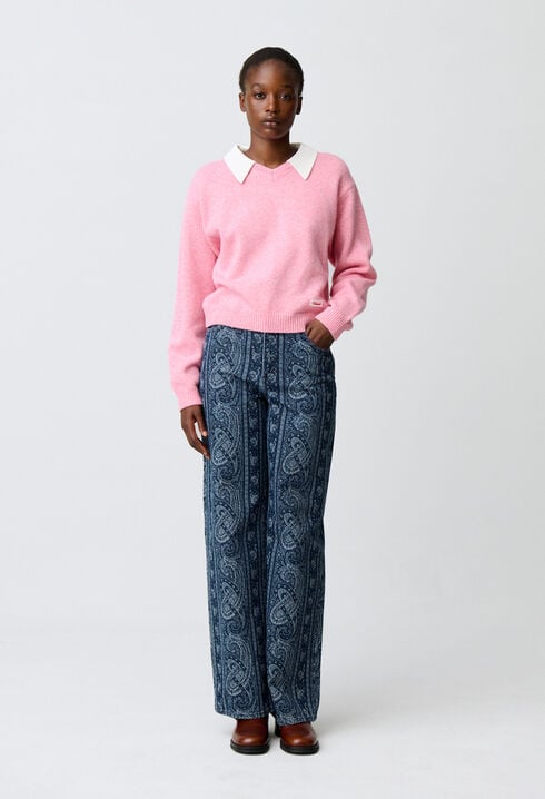 Pull maille col amovible