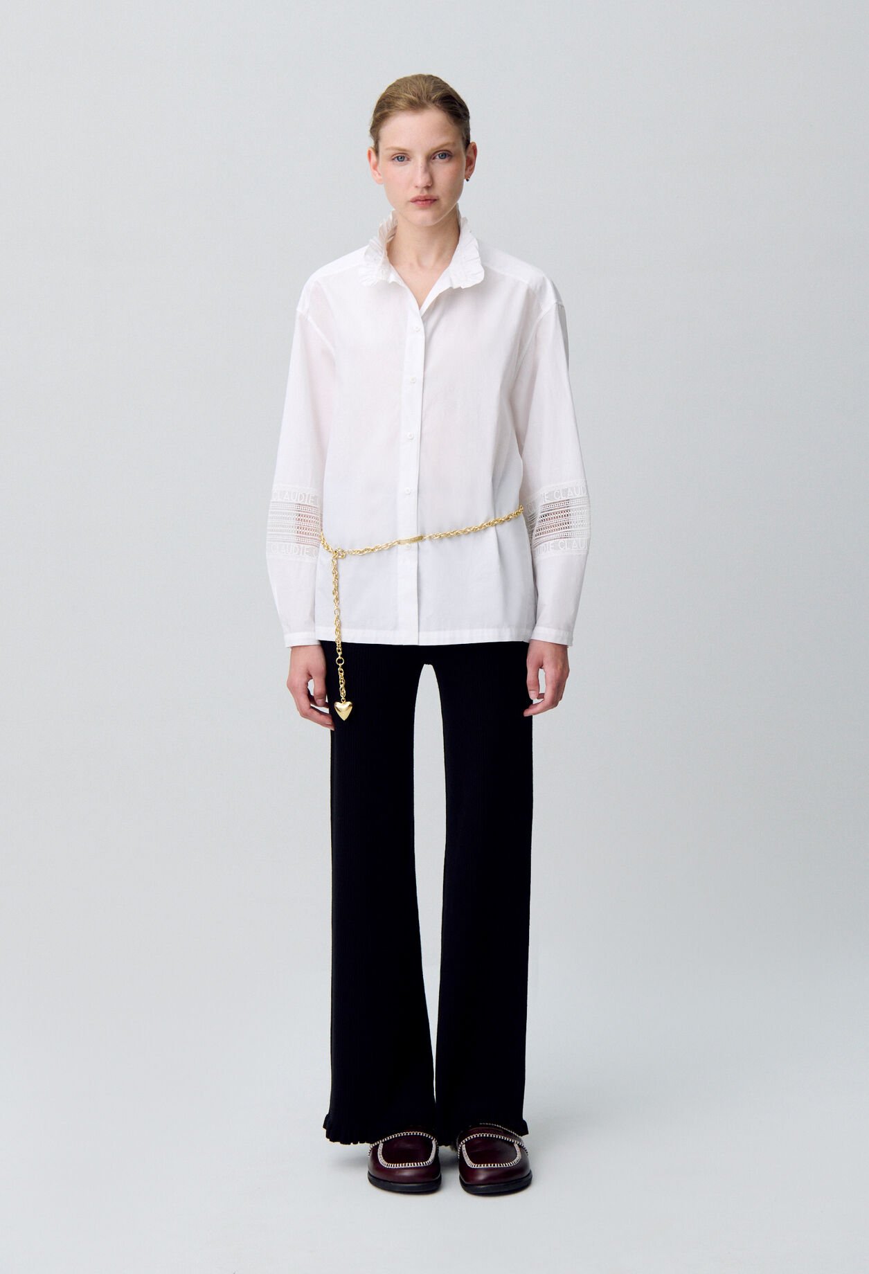 Chemise coton col volanté