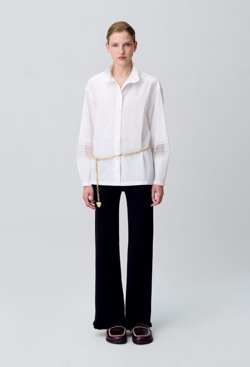 Chemise coton col volanté