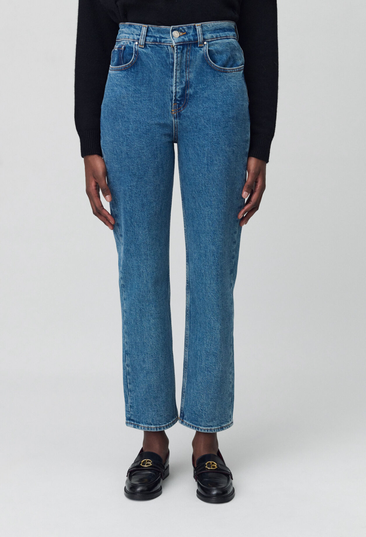 Jean Toto slim 7 8ème bleu délavé