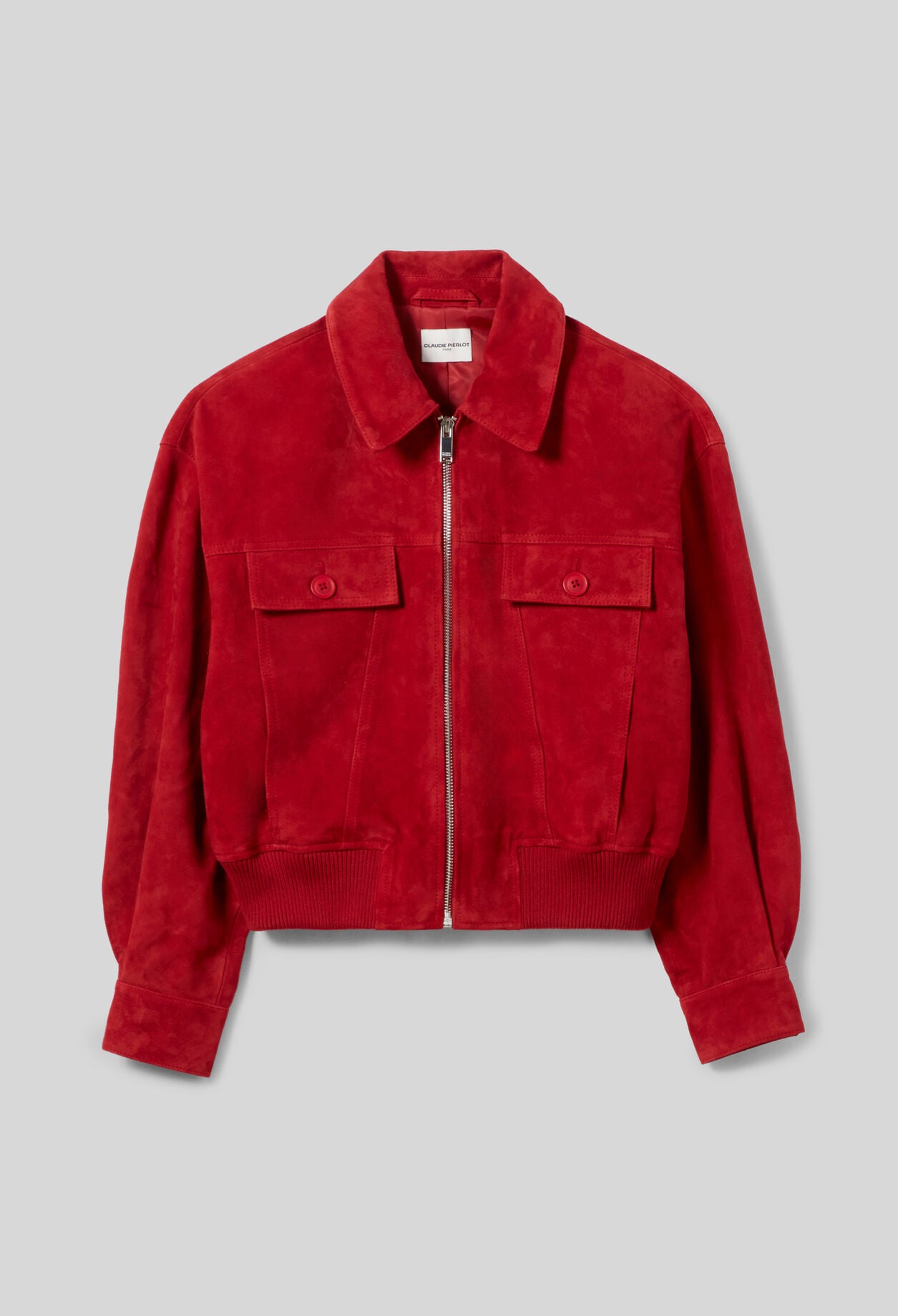 Blouson cuir su&egrave;de rouge