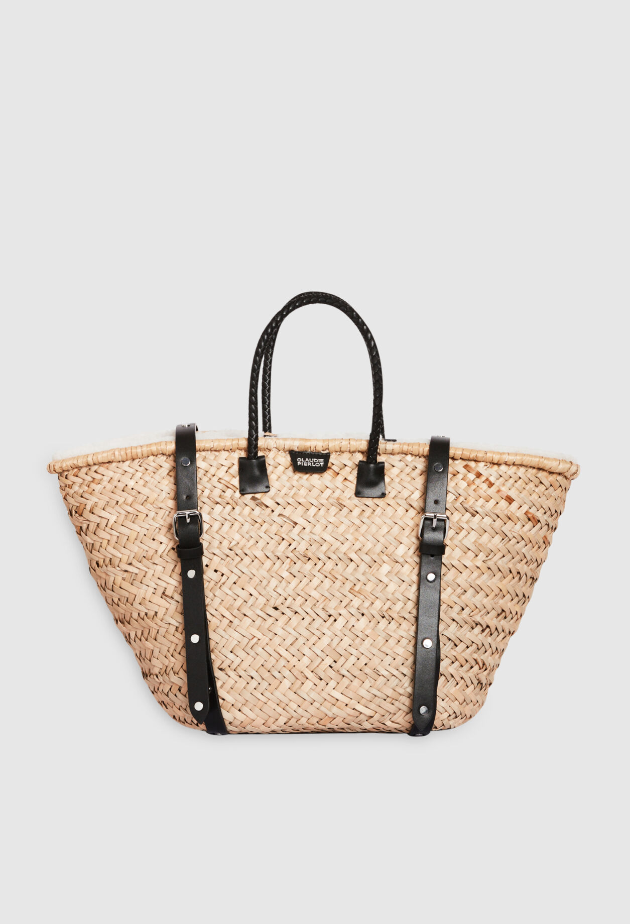 Panier paille et shearling