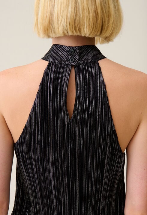 Robe courte plissée argentée