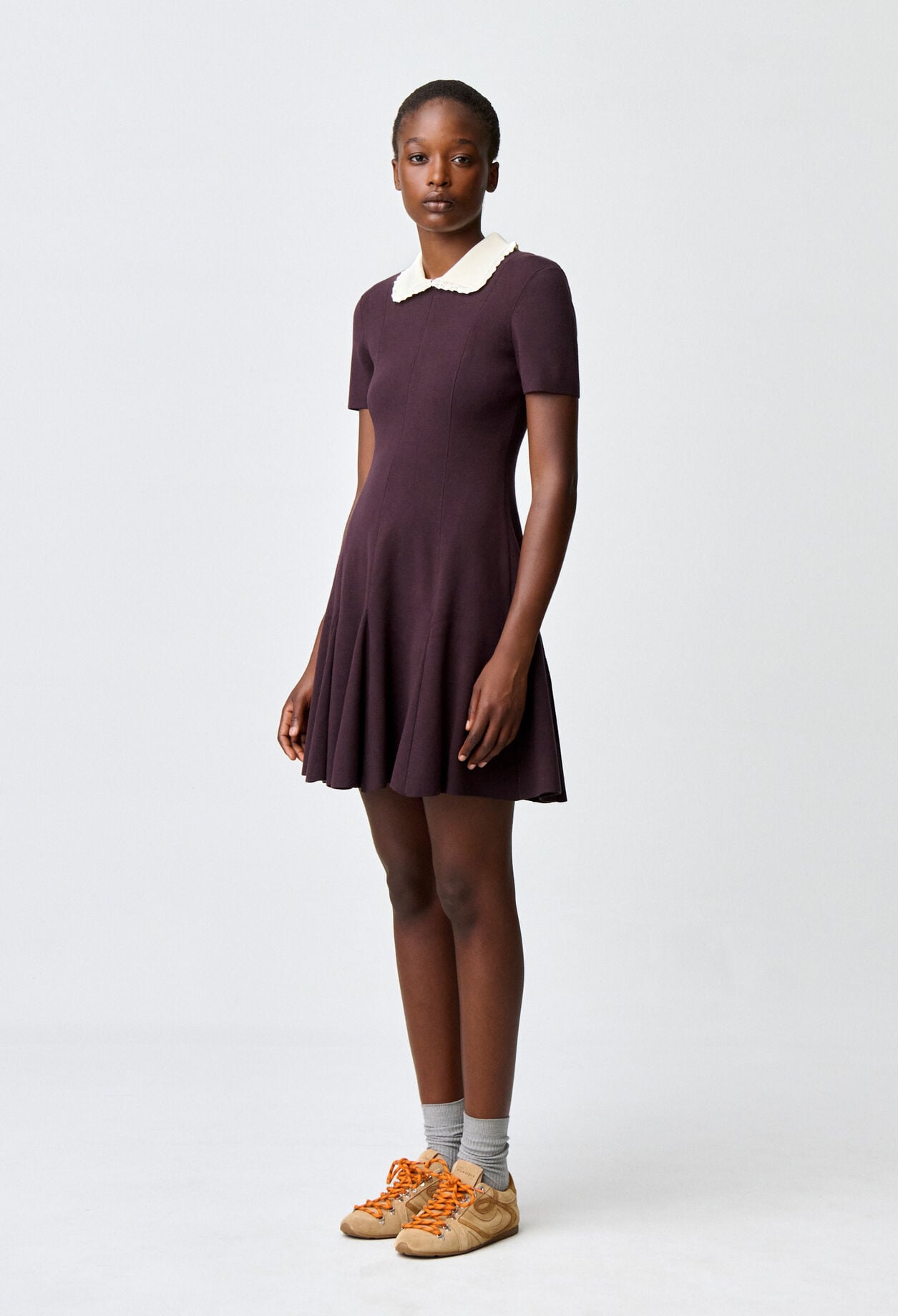 Robe patineuse maille col chemise