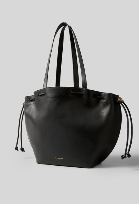 Cabas cuir lisse souple logo dor&eacute;