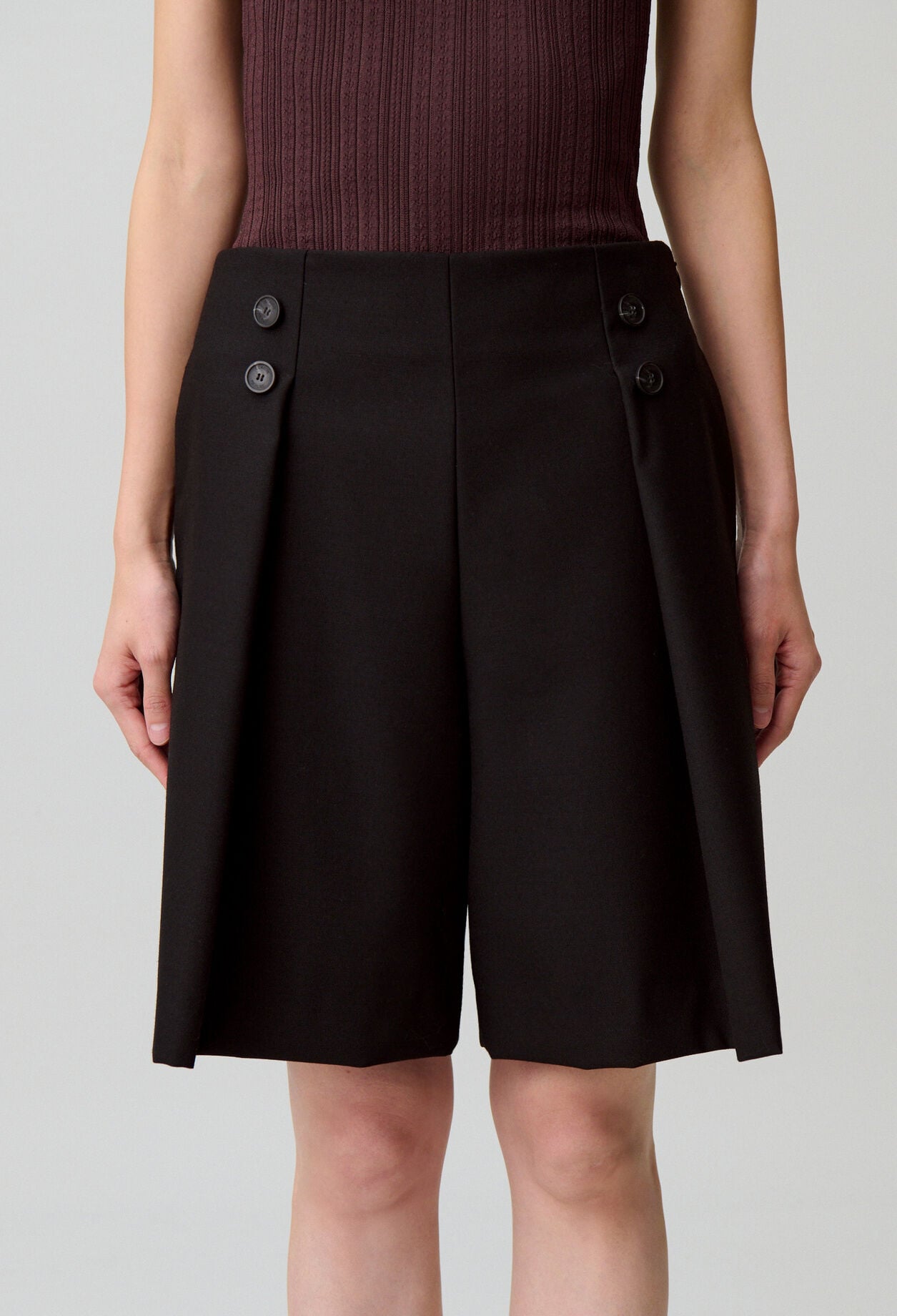 Bermuda tailleur laine m&eacute;lang&eacute;e