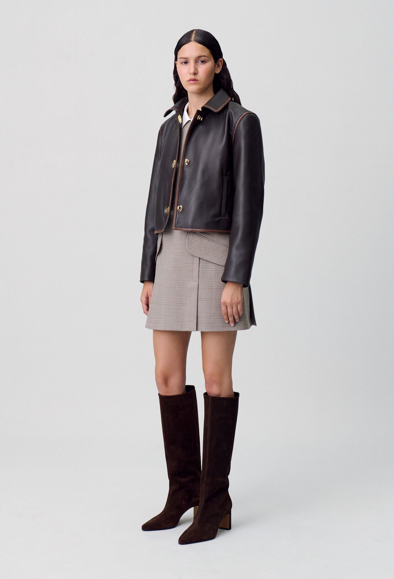 Veste courte cuir vieilli