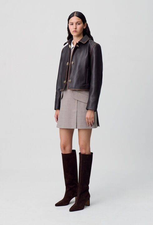 Veste courte cuir vieilli
