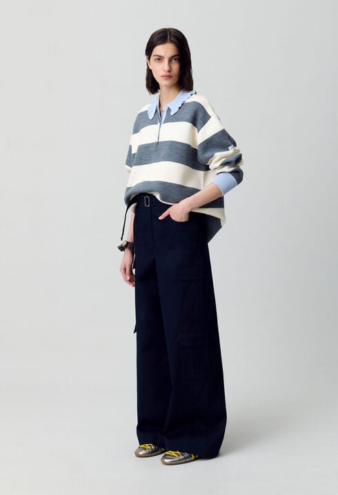 Pull polo large rayures