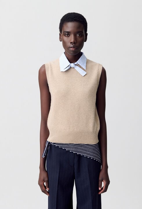 Pull sans manches col amovible