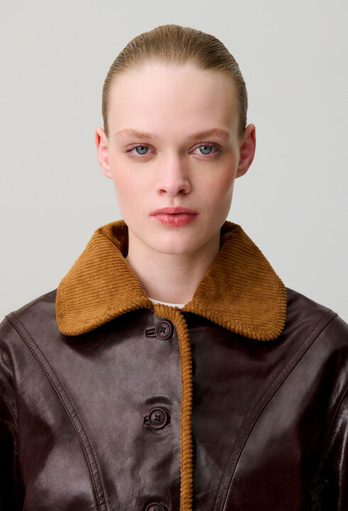 Veste cuir effet brillant