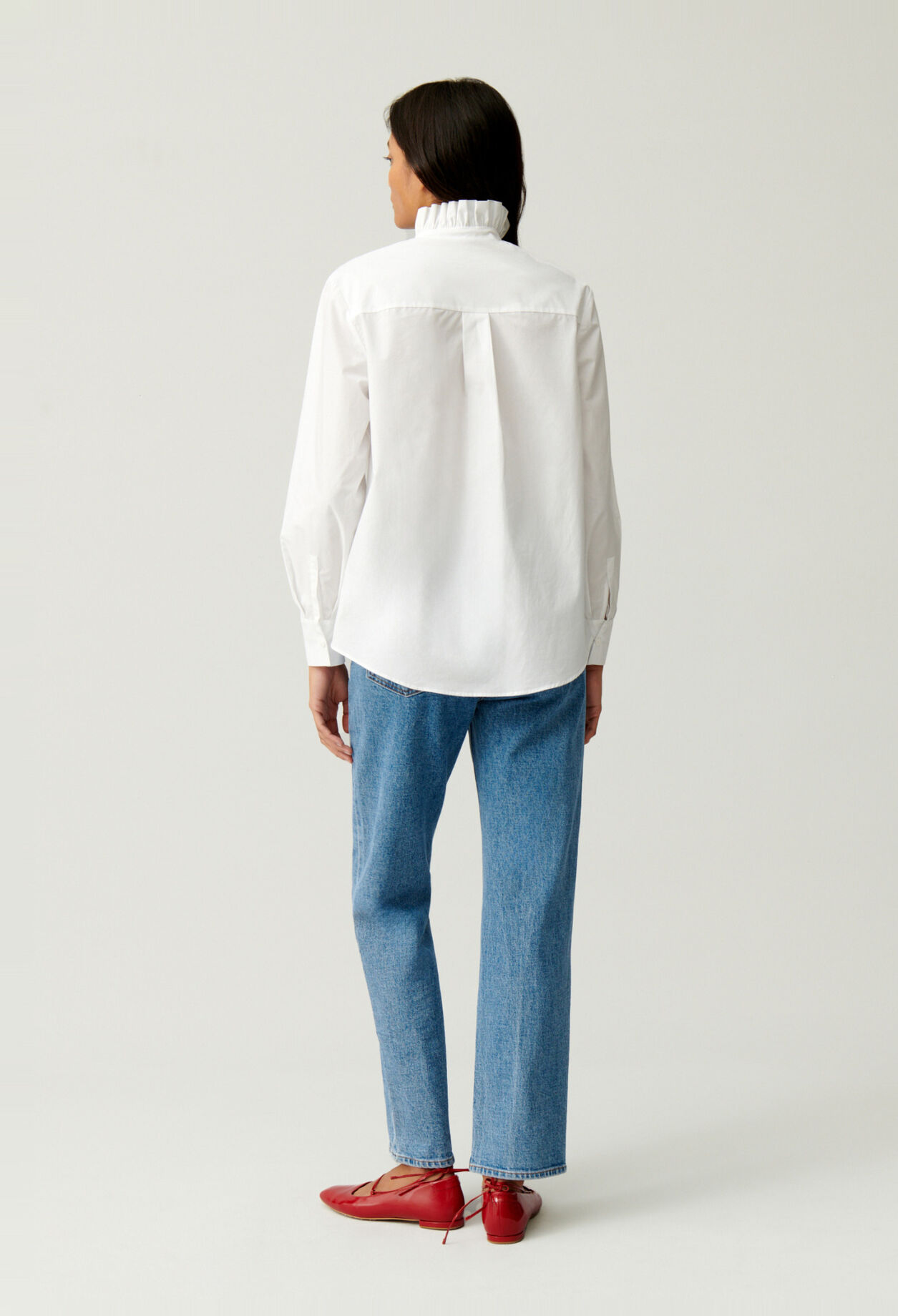 Chemise col volant blanche