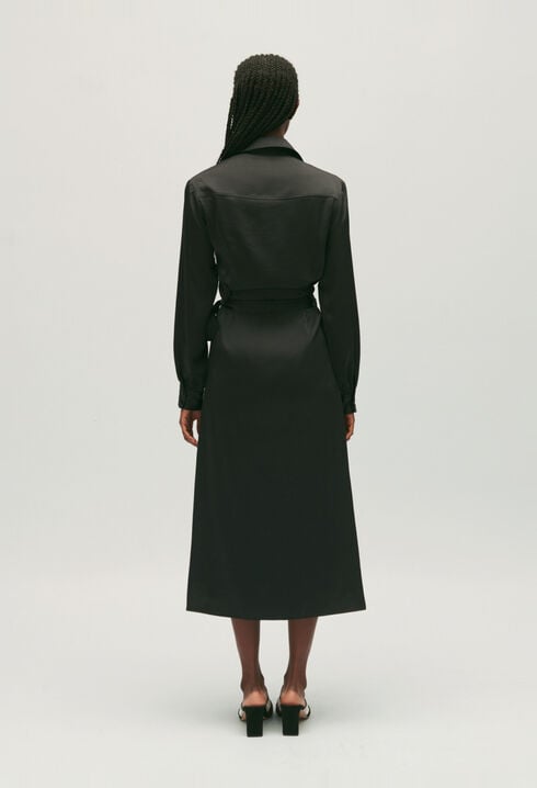 Robe midi portefeuille noire 