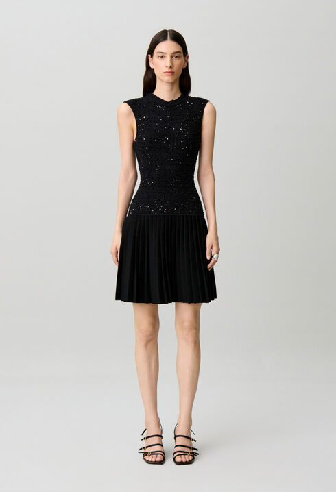 Robe courte ajust&eacute;e maille sequins