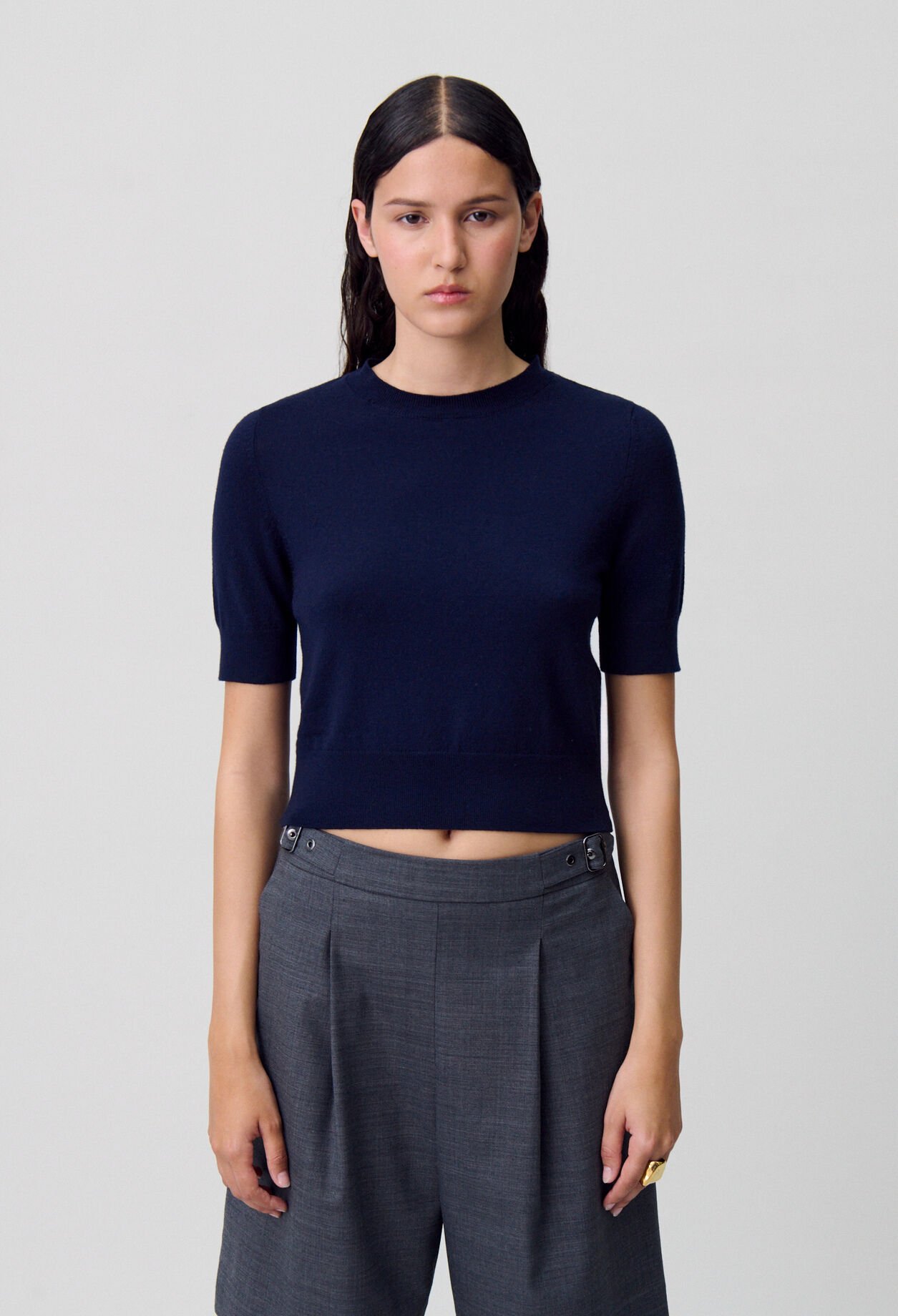 Top maille fine col