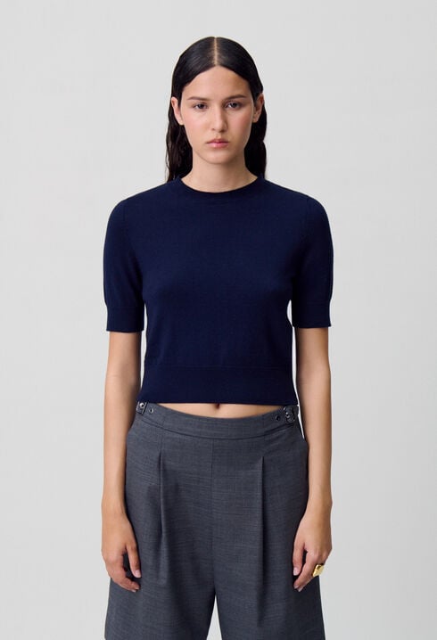 Top maille fine col